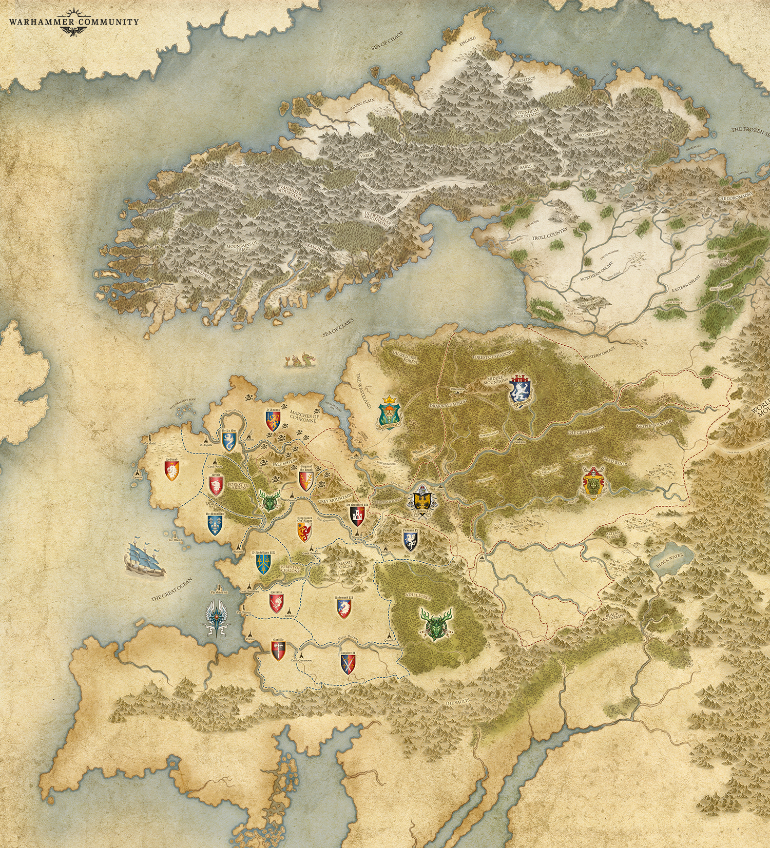The Old World Your First Look At The Map Of Bretonnia Warhammer Community